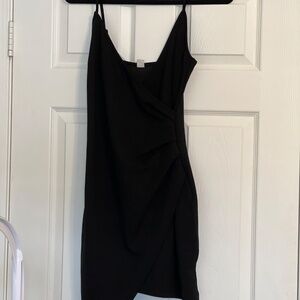 Asymmetrical Black Spaghetti Strap Cocktail Dress